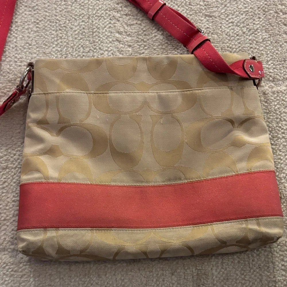 Coach Beige and pink Crossbody Bag